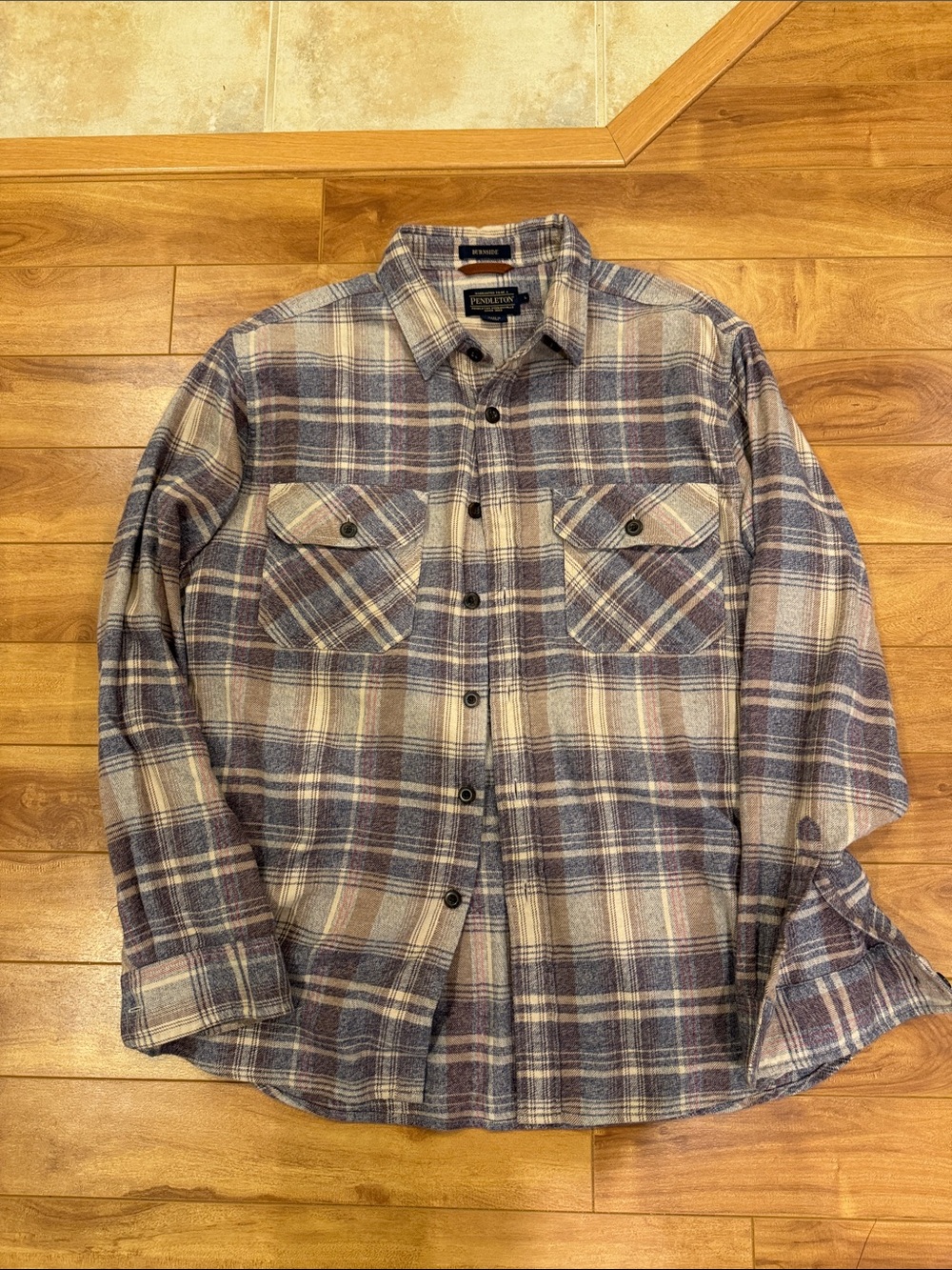 Pendleton Blue and Cream Plaid Button-Down Shirt